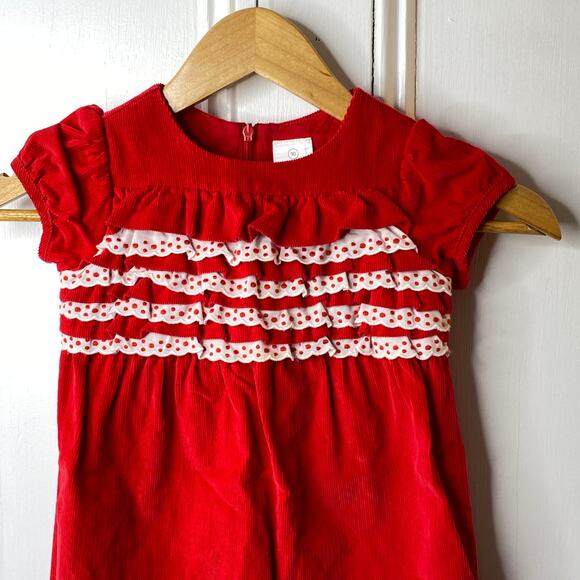 Hanna Andersson Red & White Dress Polka Dots Tiered Ruffles US 3 NEW - Picture 4 of 5